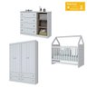 Kit Conjunto Quarto Infantil Guarda Roupa Roupeiro Cama Berço Cômoda Multiuso Gaveteiro MDF - 2