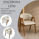 Ver imagem 5 de Kit 2 Poltronas Lithi Linho Marfim Durango Macau Madeira Maciça