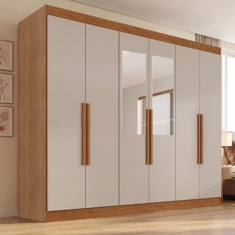 Guarda-Roupa Casal Malta 6 Portas 2 Gavetas com Espelhos Yescasa