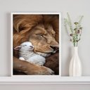 Ver imagem 1 de Quadro Decorativo Leão com Cordeiro 33x24cm - com Vidro:moldura Preta