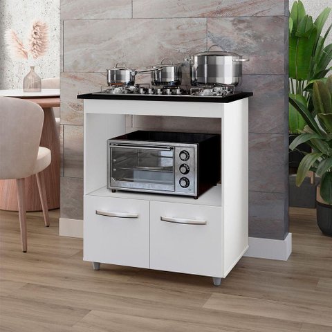 Balcão para Cooktop Elisa 2 Portas MDP 75cm Branco Moblis