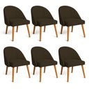 Ver imagem 1 de Kit 06 Cadeiras Poltrona de Jantar Luna Suede Marrom Pés Palito Castanho - Pallazio