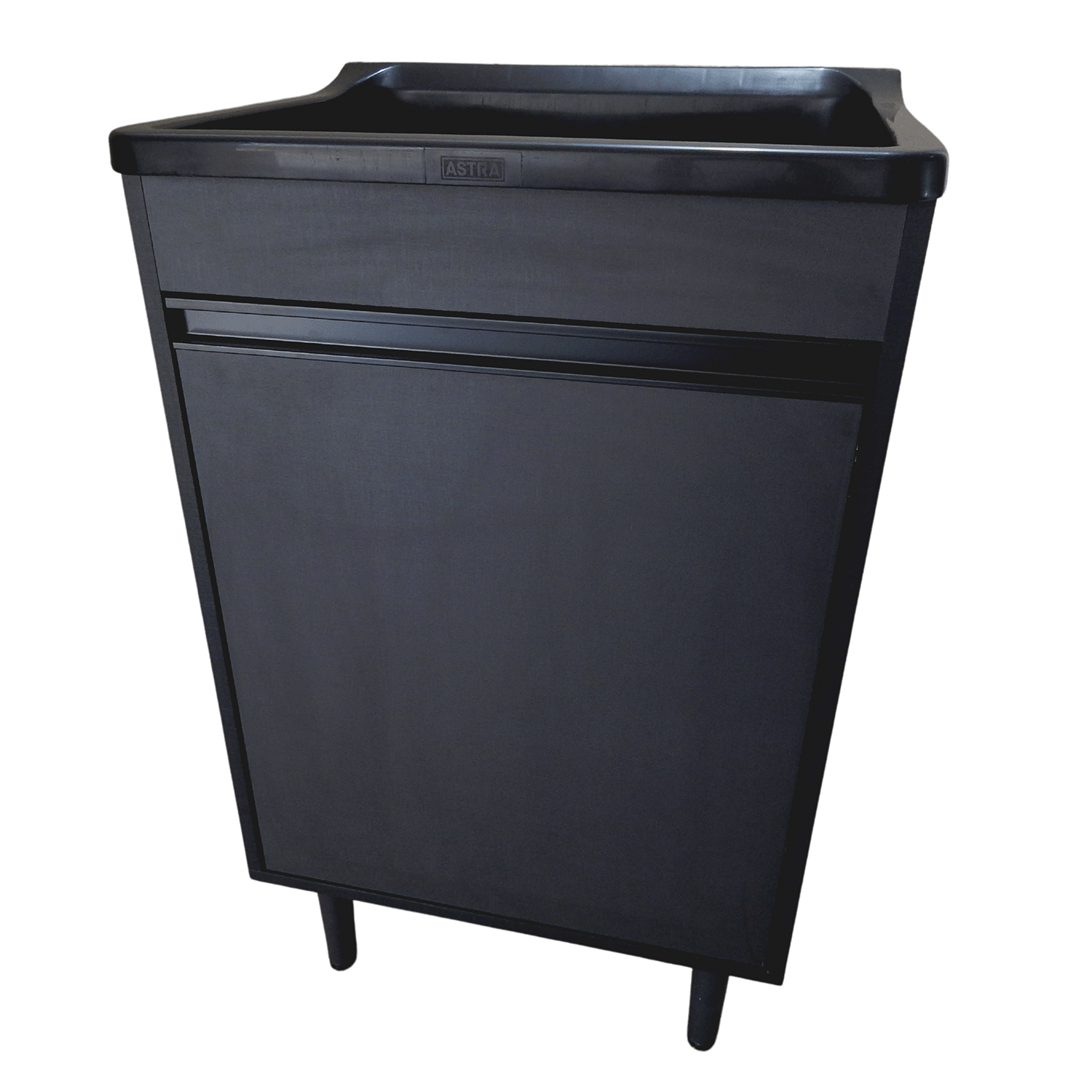 Tanque 34l com Gabinete Mdf Preto Puxador Perfil Montado - 5