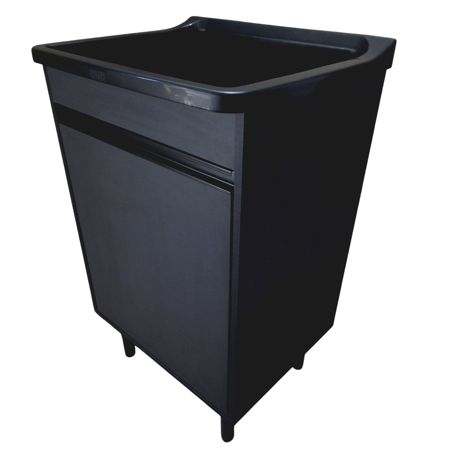 Tanque 34l com Gabinete Mdf Preto Puxador Perfil Montado