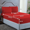 Ver imagem 7 de Kit Jogo de Lençol Queen Ponto Palito 400 Fios com Elástico e Fronhas 3 Peças:vermelho