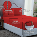 Ver imagem 6 de Kit Jogo de Lençol Queen Ponto Palito 400 Fios com Elástico e Fronhas 3 Peças:vermelho