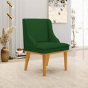 Ver imagem 2 de Cadeira Decorativa Sala de Jantar Base Fixa de Madeira Firenze Veludo Luxo Verde/Castanho G19 - Gran