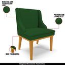 Ver imagem 4 de Cadeira Decorativa Sala de Jantar Base Fixa de Madeira Firenze Veludo Luxo Verde/Castanho G19 - Gran