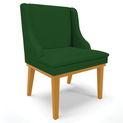 Cadeira Decorativa Sala de Jantar Base Fixa de Madeira Firenze Veludo Luxo Verde/Castanho G19 - Gran