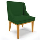 Ver imagem 1 de Cadeira Decorativa Sala de Jantar Base Fixa de Madeira Firenze Veludo Luxo Verde/Castanho G19 - Gran