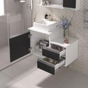 Ver imagem 5 de Conjunto Gabinete Banheiro Cross 80 (gabinete+espelheira+cuba) Branco Preto