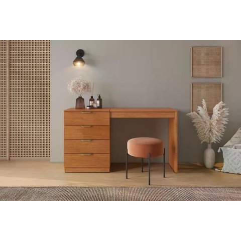 Bancada Penteadeira Princess 4 Gavetas com Espelho 136 cm Naturalle - Mavaular