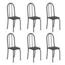 Ver imagem 1 de Kit 6 Cadeiras Tubular 96x36x41 cm Iris B Prata Preto/Martelado