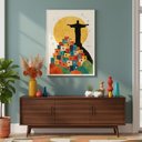Ver imagem 5 de Quadro Canvas Arte Rio Cristo e Favela 90x60cm Mold Branca