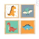 Ver imagem 4 de Quadros Decorativos Infantil Dinossauros Fofo com Moldura:branca