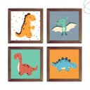Ver imagem 3 de Quadros Decorativos Infantil Dinossauros Fofo com Moldura:branca