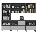 Ver imagem 5 de Cozinha Modulada 5 Peças 10 Portas 6 Gavetas Nicho p/Forno MDF Dodradiça Slow Motion Lúmina Itatiaia Cinza/Grafite/Fendi