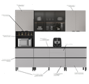 Ver imagem 6 de Cozinha Modulada 5 Peças 10 Portas 6 Gavetas Nicho p/Forno MDF Dodradiça Slow Motion Lúmina Itatiaia Cinza/Grafite/Fendi