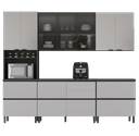 Ver imagem 3 de Cozinha Modulada 5 Peças 10 Portas 6 Gavetas Nicho p/Forno MDF Dodradiça Slow Motion Lúmina Itatiaia Cinza/Grafite/Fendi