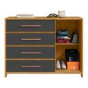 Ver imagem 5 de Cômoda com 1 Porta e 4 Gavetas 136cm Multimóveis CR35667 Madeirado/Cinza