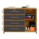 Ver mais imagens de Cômoda com 1 Porta e 4 Gavetas 136cm Multimóveis CR35667 Madeirado/Cinza