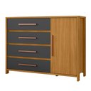 Ver imagem 2 de Cômoda com 1 Porta e 4 Gavetas 136cm Multimóveis CR35667 Madeirado/Cinza