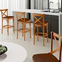 Ver imagem 2 de Kit 03 Banquetas Altas Cozinha Bancada Bar Sala Jantar Estofada Ávila L02 Couríssimo Marrom - Lyam L