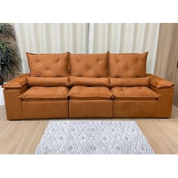 Sofá Retrátil e Reclinável 2,70m em Tecido Veludão C/pillow Nos Braços Athenas:terracota/270cm - 3