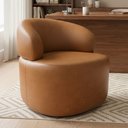 Ver imagem 2 de Poltrona Giratória Orgânica para Sala de Estar Living Helena L02 Couríssimo Whisky - Lyam Decor