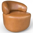 Ver imagem 1 de Poltrona Giratória Orgânica para Sala de Estar Living Helena L02 Couríssimo Whisky - Lyam Decor