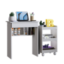 Ver imagem 3 de Mesa Escrivaninha Multifuncional com Prateleiras e Rodas Branca para Escritório e Estudo