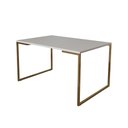 Ver imagem 3 de Mesa Jantar Industrial Retangular 137x90cm Branca Base Dourada com 4 Cadeiras Eames Eiffel Brancas M