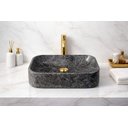 Ver imagem 3 de Cuba Sobrepor para Banheiro e Lavabo Efeito Mármore Negro Premium 37x27cm