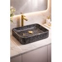 Ver imagem 1 de Cuba Sobrepor para Banheiro e Lavabo Efeito Mármore Negro Premium 37x27cm
