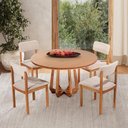 Ver imagem 3 de Mesa de Jantar Quézia 6 Lugares Redonda MDF Laminado 130cm Amadeirado Espaço Casa & Jardim