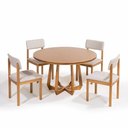 Ver imagem 2 de Mesa de Jantar Quézia 6 Lugares Redonda MDF Laminado 130cm Amadeirado Espaço Casa & Jardim