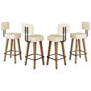 Ver imagem 1 de Conjunto 4 Banquetas Decorativo para Bancada com Encosto Balcão Cozinha Confortável Pés Palito