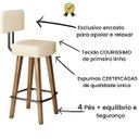 Ver imagem 5 de Conjunto 4 Banquetas Decorativo para Bancada com Encosto Balcão Cozinha Confortável Pés Palito