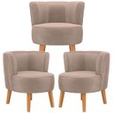 Ver imagem 1 de Kit 3 Poltronas Estofada Moderna para Recepção de Escritório Tecido Veludo Macia Ergonômica