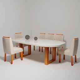 Sala de Jantar 196x90 MDF/Vidro 6 Cadeiras Karen Bom Pastor - 2