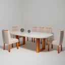 Ver imagem 2 de Sala de Jantar 196x90 Mdf/vidro 6 Cadeiras Karen Bom Pastor