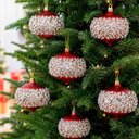 Ver imagem 5 de Enfeite de Natal Bolas de Natal Piao Glitter Vermelho Plastico Kit 12 Pecas 8cm