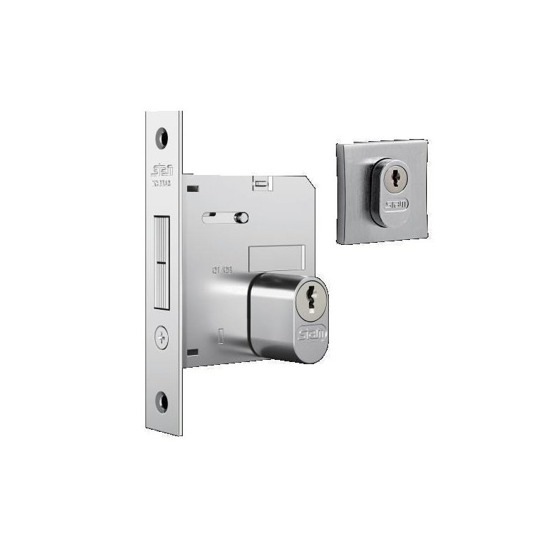 Fechadura 1006 Porta de Correr Roseta Quadrada Inox Escovado