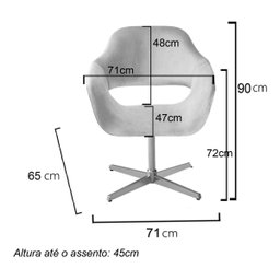 Poltrona Decorativa Zara Base Giratória Alumínio - Veludo Rosê - 4