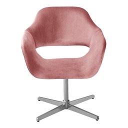 Poltrona Decorativa Zara Base Giratória Alumínio - Veludo Rosê - 1