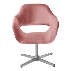Poltrona Decorativa Zara Base Giratória Alumínio - Veludo Rosê