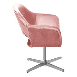Poltrona Decorativa Zara Base Giratória Alumínio - Veludo Rosê - 2