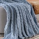 Ver imagem 3 de Cobertor Misty Queen Manta Ultrasoft Alto Relevo Favo Extra Macia - Mirtilo - Azul