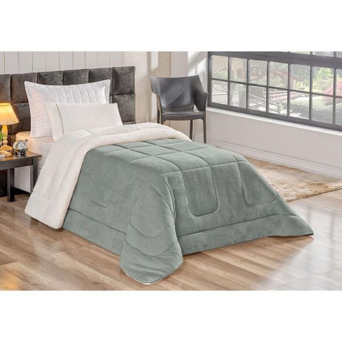Coberdrom Solteiro Soft Cinza Valle Enxovais 1 Peça