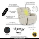 Ver imagem 4 de Poltrona do Papai Sala de Cinema Reclinável Kylie Power Touch Massagem USB Veludo Bege G23 Gran Belo